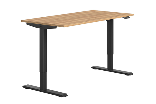 Elektricky výškově nastavitelný psací stůl FLEXI 138 cm – dub Craft / černá – pohled na stůl