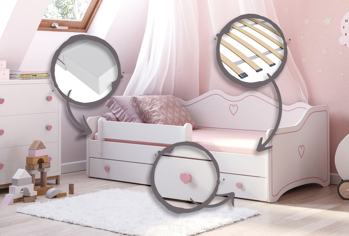 Dětská postel EMMA 160 × 80 cm – růžová