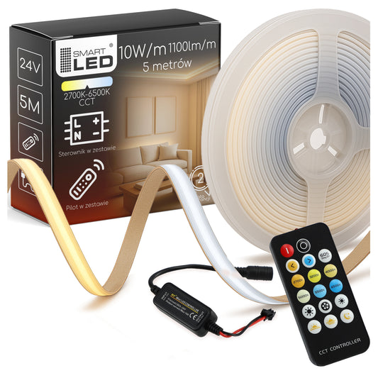 LED neonový pásek 24 V, 1100 lm, 5 m, CCT