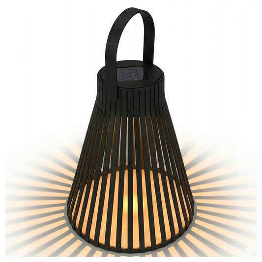 Černý solární LED lampion 3000 K, 33 × 20 cm, IP44