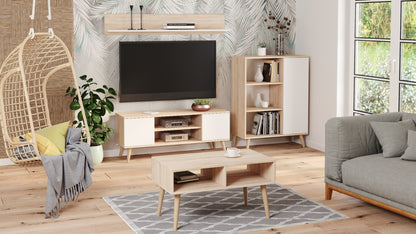 TV stolek FOCUS 155 cm – dub sonoma / bílá