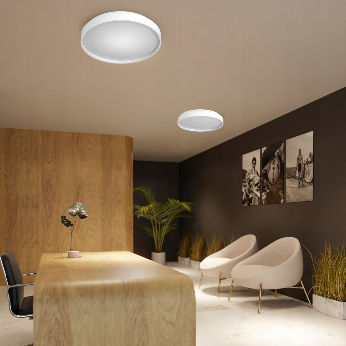 Bílé kulaté stropní LED svítidlo 24 W, 30 cm