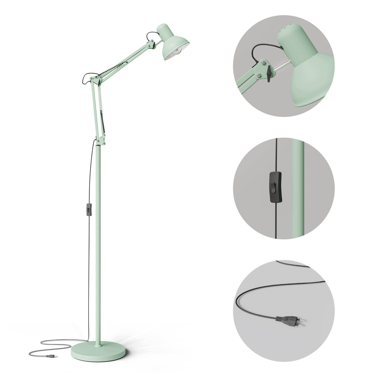 Mátová stojací lampa E27 190 cm, nastavitelná