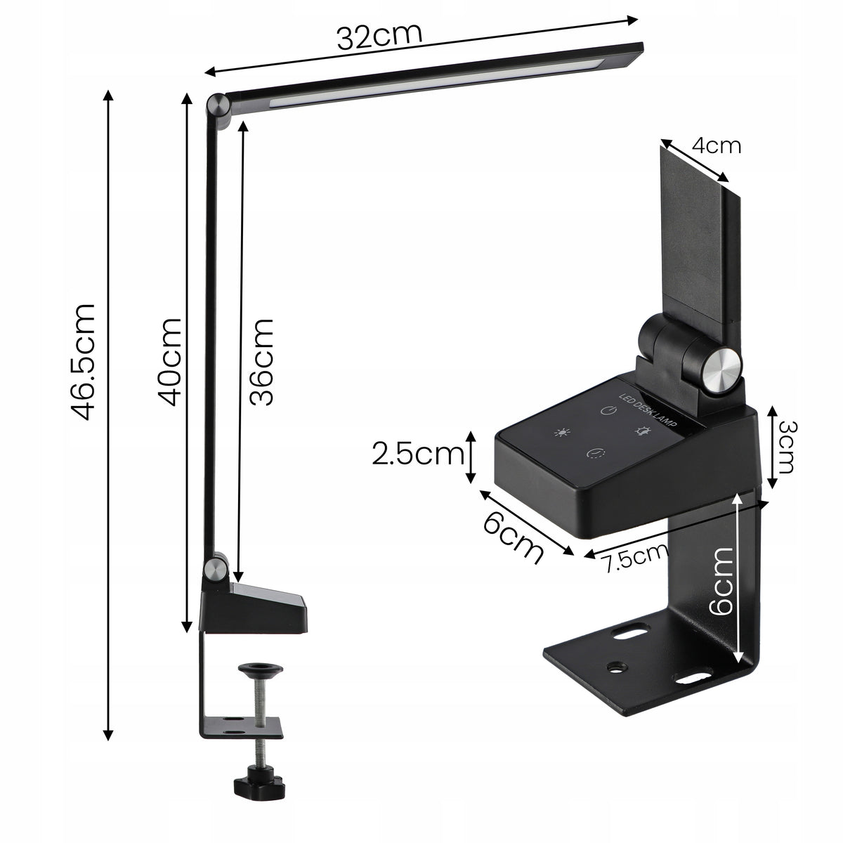 LED stolní lampa 10 W, s dotykovým ovládáním, CCT, nastavitelná