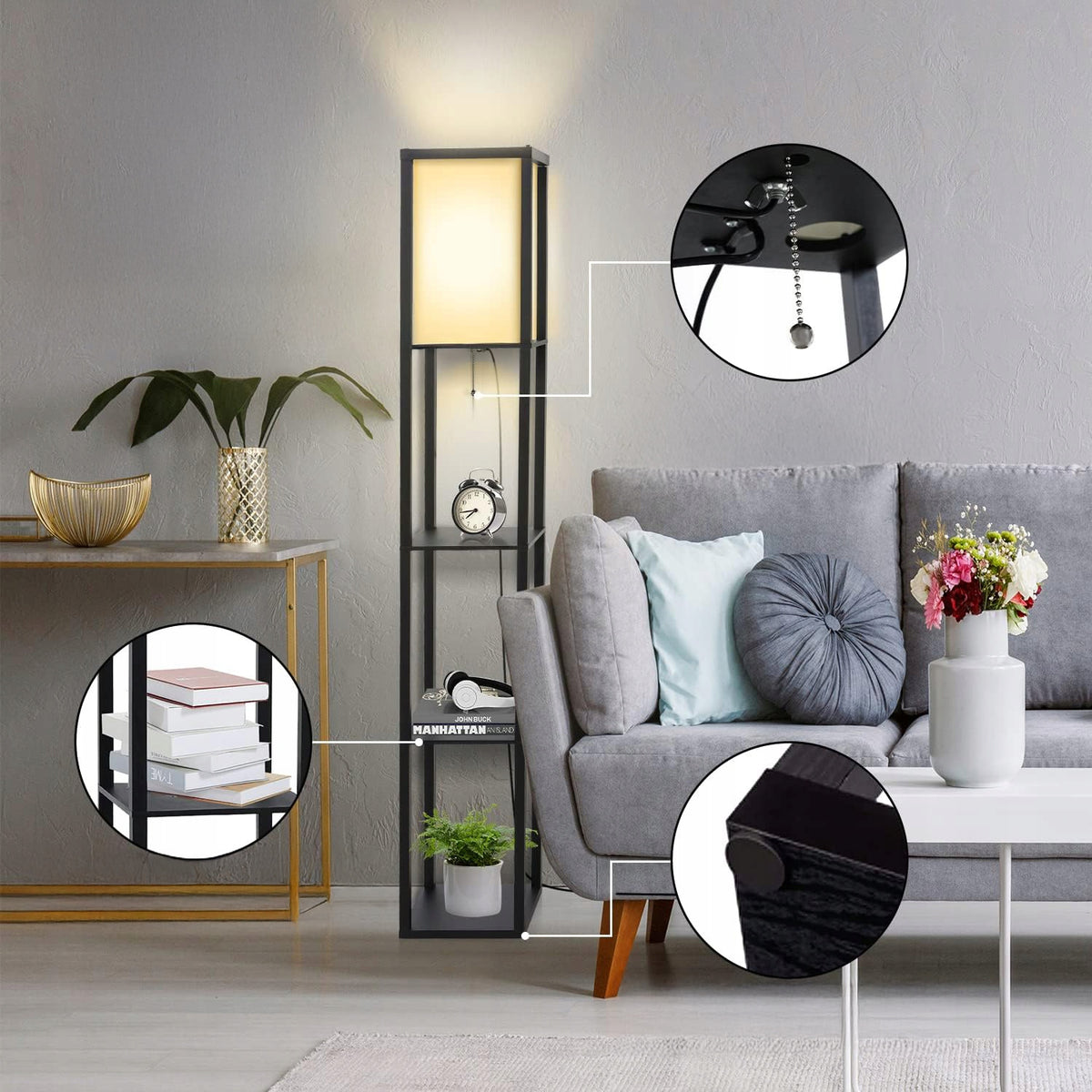 Černá stojací lampa