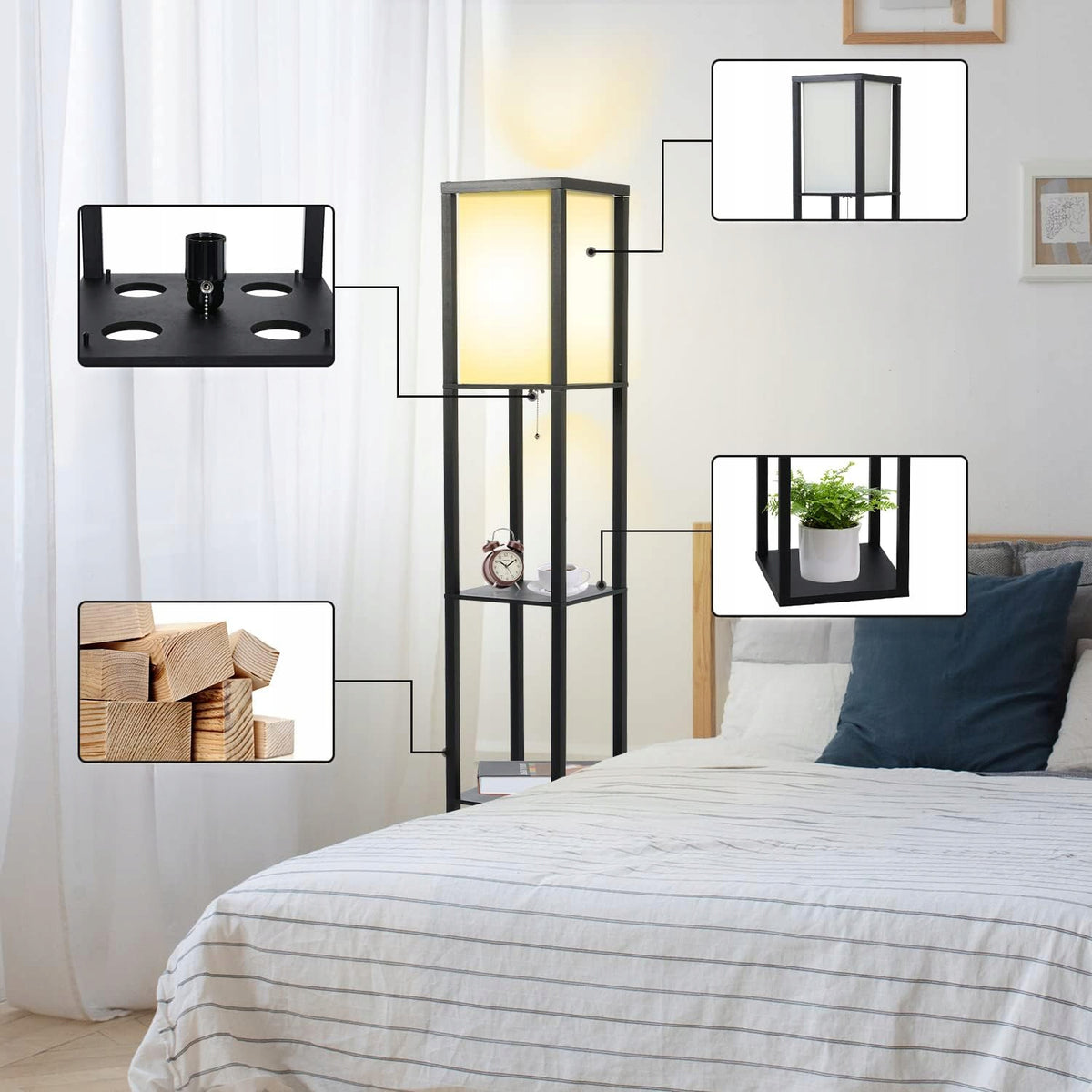 Černá stojací lampa