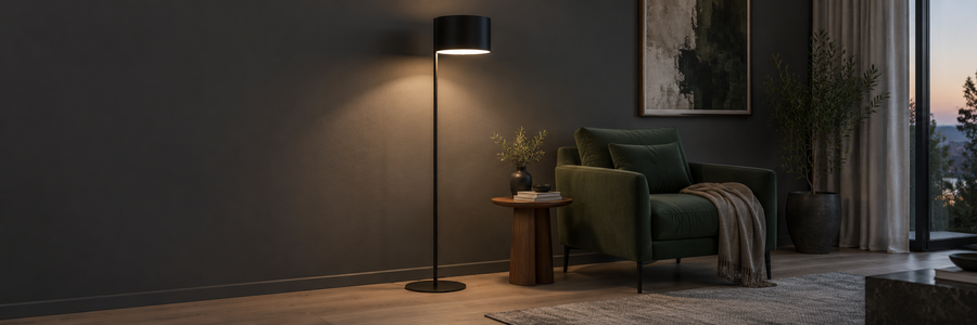Stojací lampa v moderním interiéru