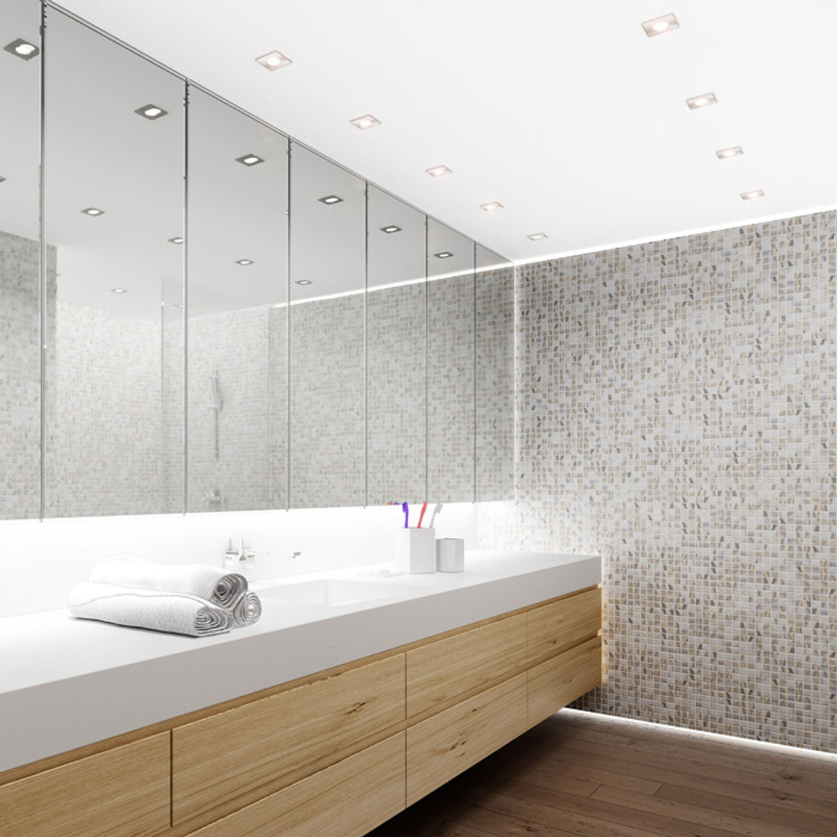 Zápustné svítidlo SPLASH SQ, matný nikl, patice GU10, 8 W, IP65