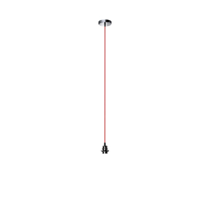 Závěsná sada ELISA, základna černý chrom, kabel červený, objímka černý chrom, patice E27, 15 W