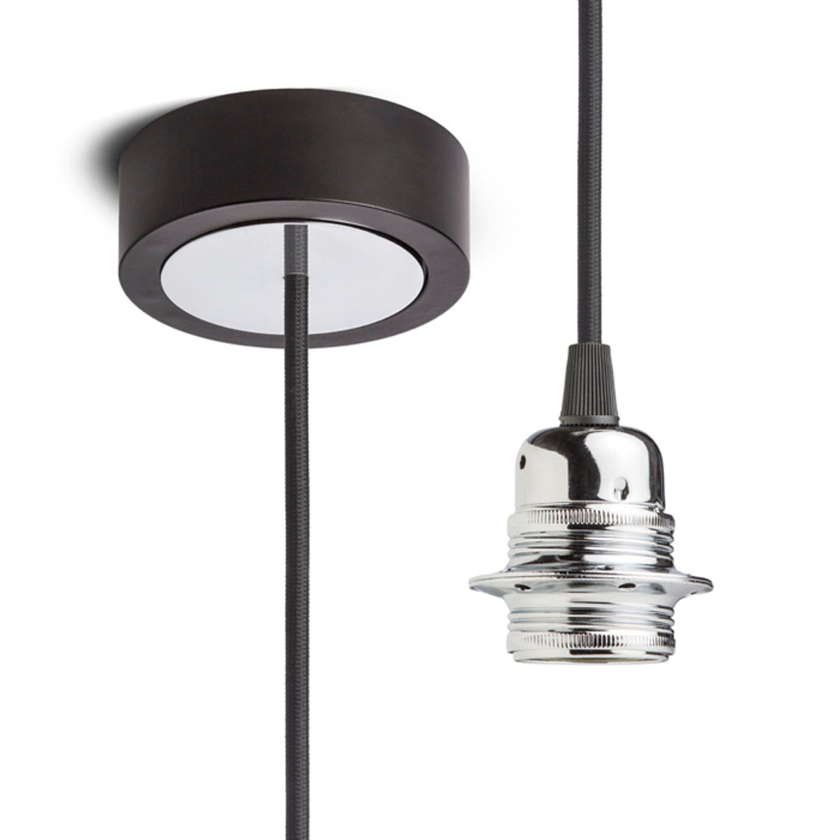 Závěsná sada HEX, základna černá, kabel černý, objímka chrom, patice E27, 15 W