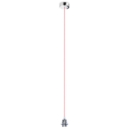 Závěsná sada HEX, základna chromová, kabel červenobílý, objímka chrom, patice E27, 15 W