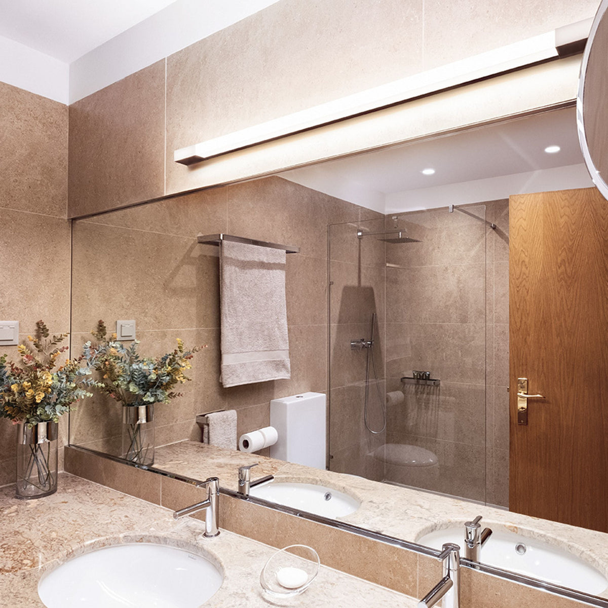 Koupelnové nástěnné LED svítidlo AMENITY 120, chrom, 14 W, teplá bílá 3000 K, IP44
