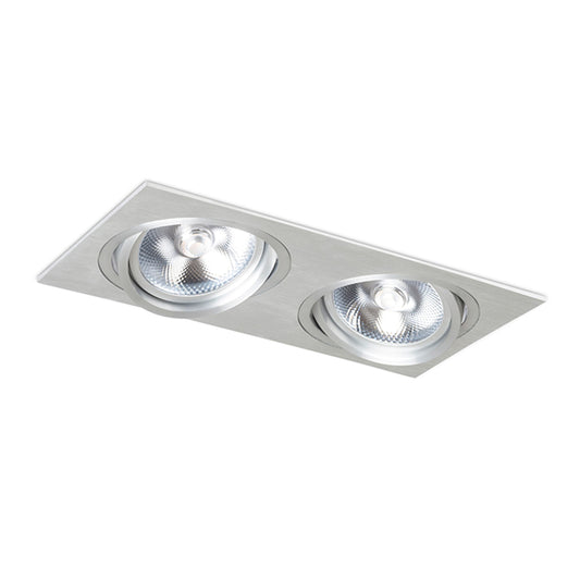 Zápustné svítidlo PASADENA G53 SQ II, česaný hliník, patice G53, 2× 15 W