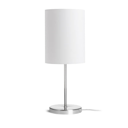 Stolní lampa NYC/RON 15/20, stínidlo Polycotton bílé, podstavec nikl, patice E27, 15 W