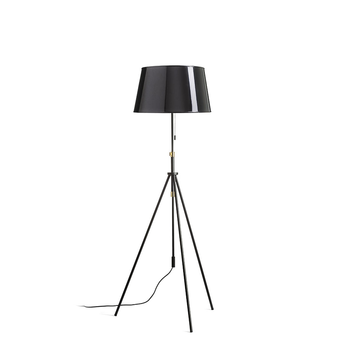 Stojací lampa LUTON/RIDICK, lesklá černá/zlatá fólie/kov, patice E27, 15 W