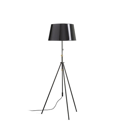 Stojací lampa LUTON/RIDICK, lesklá černá/zlatá fólie/kov, patice E27, 15 W