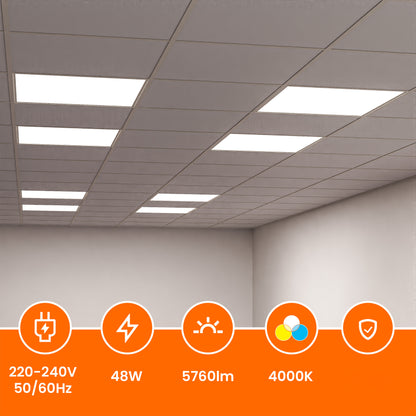 Bílé stropní LED svítidlo 48 W, 5760 lm, 4000 K, 60 × 60 cm