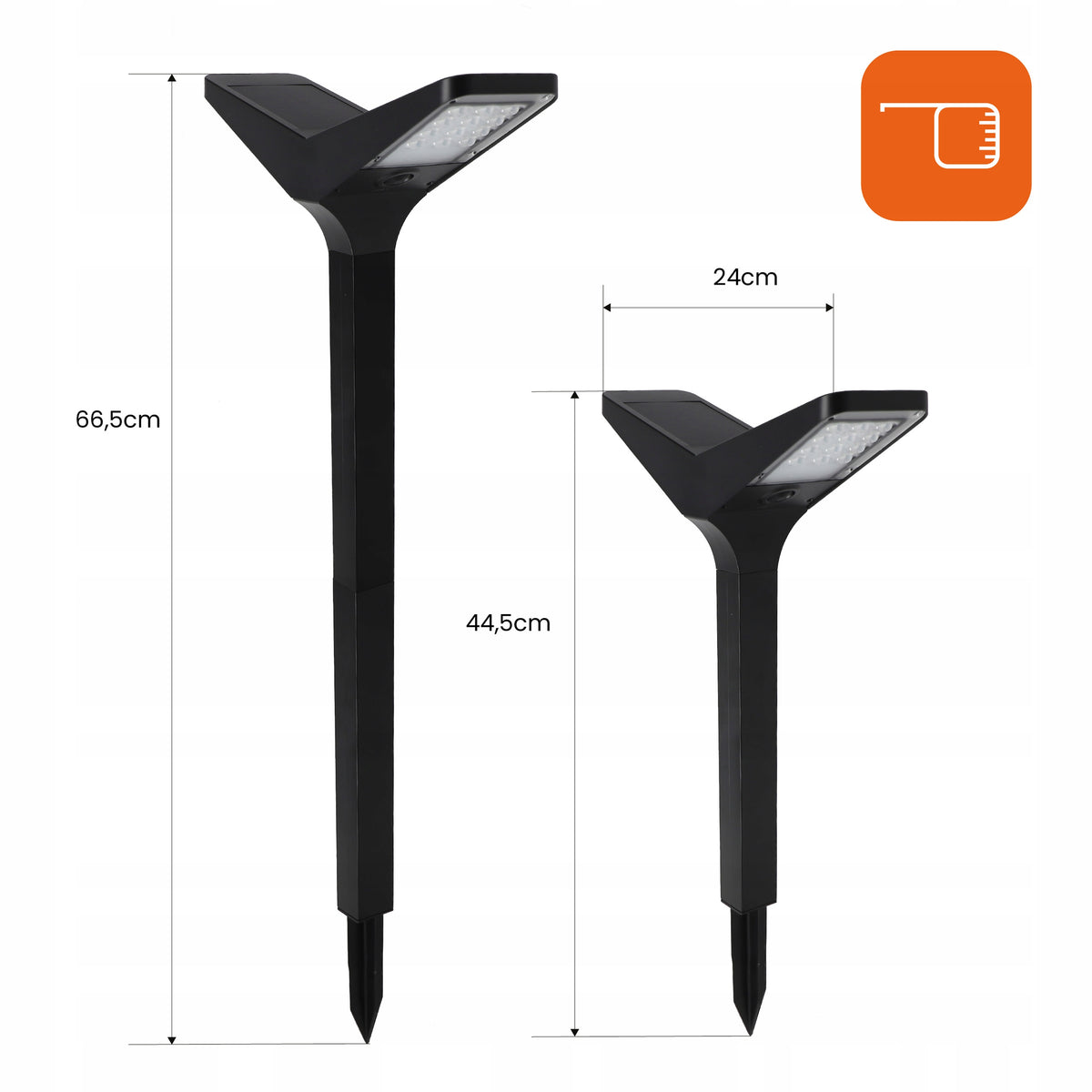 LED solární zápichové svítidlo 3000 K, 66 cm, IP65