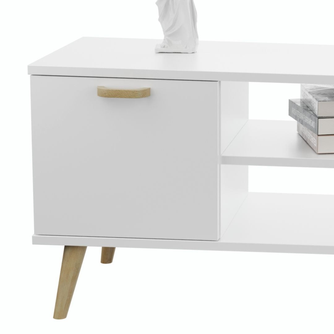 TV stolek FOCUS 155 cm – bílá, skandinávský styl
