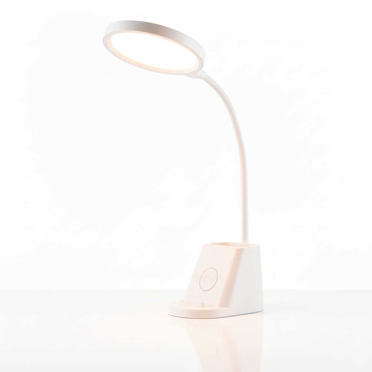 LED stolní lampa, s bezdrátovým nabíjením, s dotykovým ovládáním, nastavitelná, 3 režimy barvy světla, s organizérem