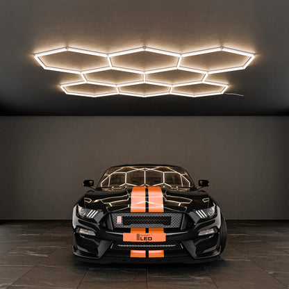 LED HEXAGON osvětlení do garáže 313 × 298 cm