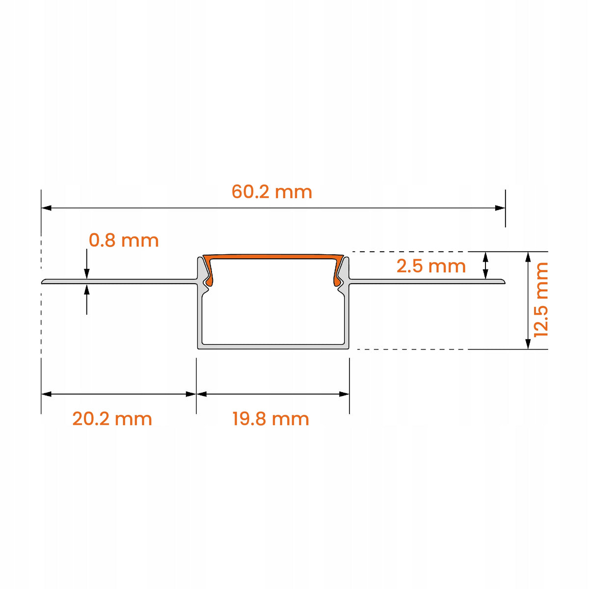 Hliníkový profil pro LED pásek 2 m