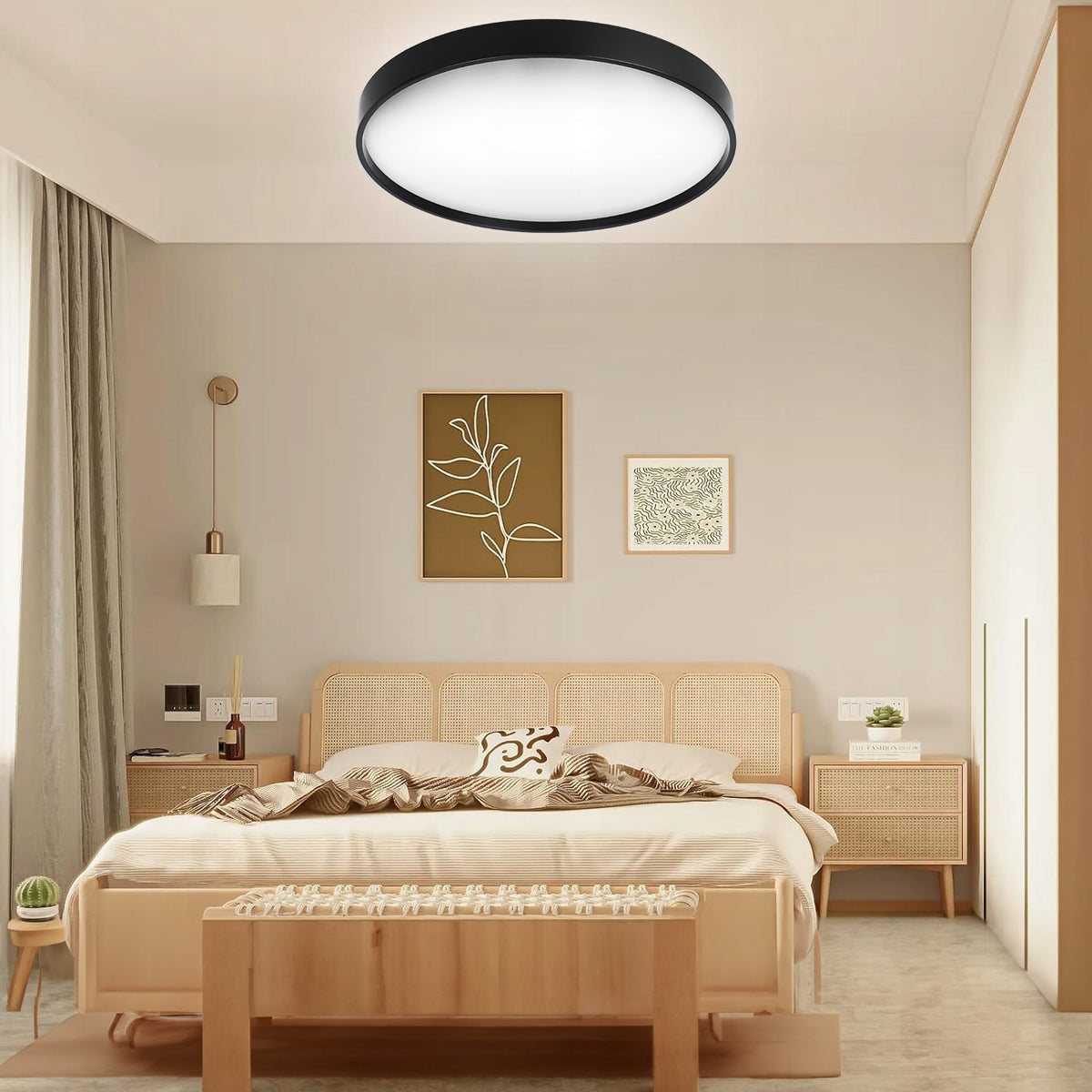 Černé kulaté stropní LED svítidlo, 3 režimy barvy světla