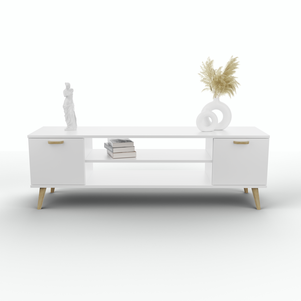 TV stolek FOCUS 155 cm – bílá, skandinávský styl