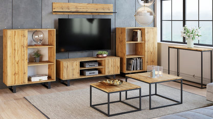 TV stolek FOCUS 155 cm – dub Craft zlatý, loftový styl