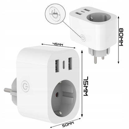 Chytrá Wi-Fi zásuvka TUYA s USB nabíjením