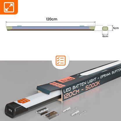Průmyslové LED svítidlo 60 W, 7200 lm, 120 cm