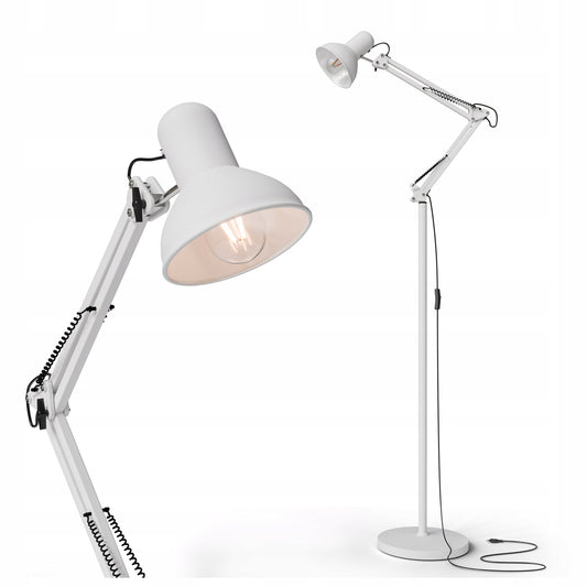 Bílá stojací lampa E27 185 cm, nastavitelná