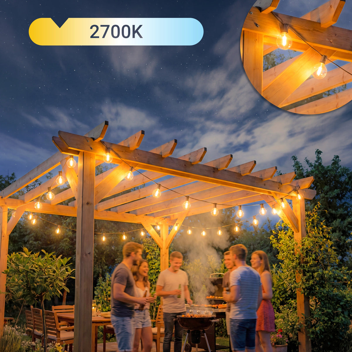 Venkovní LED světelný řetěz E12 1 W, 20 m