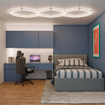 LED HEXAGON osvětlení do garáže 128 W, 248 × 97 cm