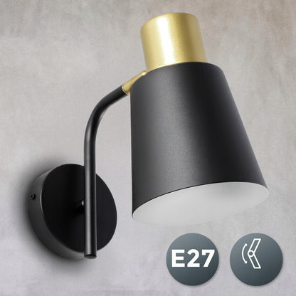 Černé nástěnné svítidlo E27, nastavitelné