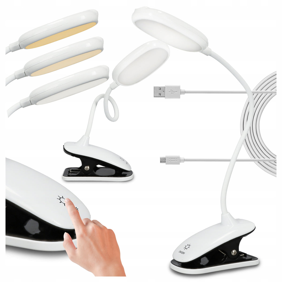 LED stolní lampa, s dotykovým ovládáním, CCT, s klipsem
