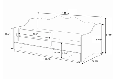 Dětská postel EMMA 140 × 70 cm – růžová