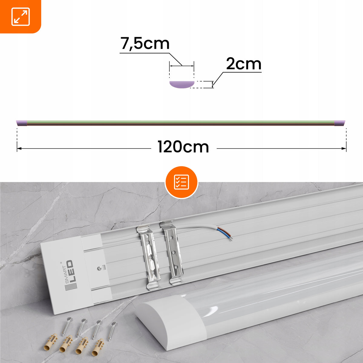 Prachotěsné LED svítidlo 36 W, 120 cm