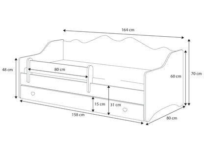Dětská postel EMMA 160 × 80 cm – růžová