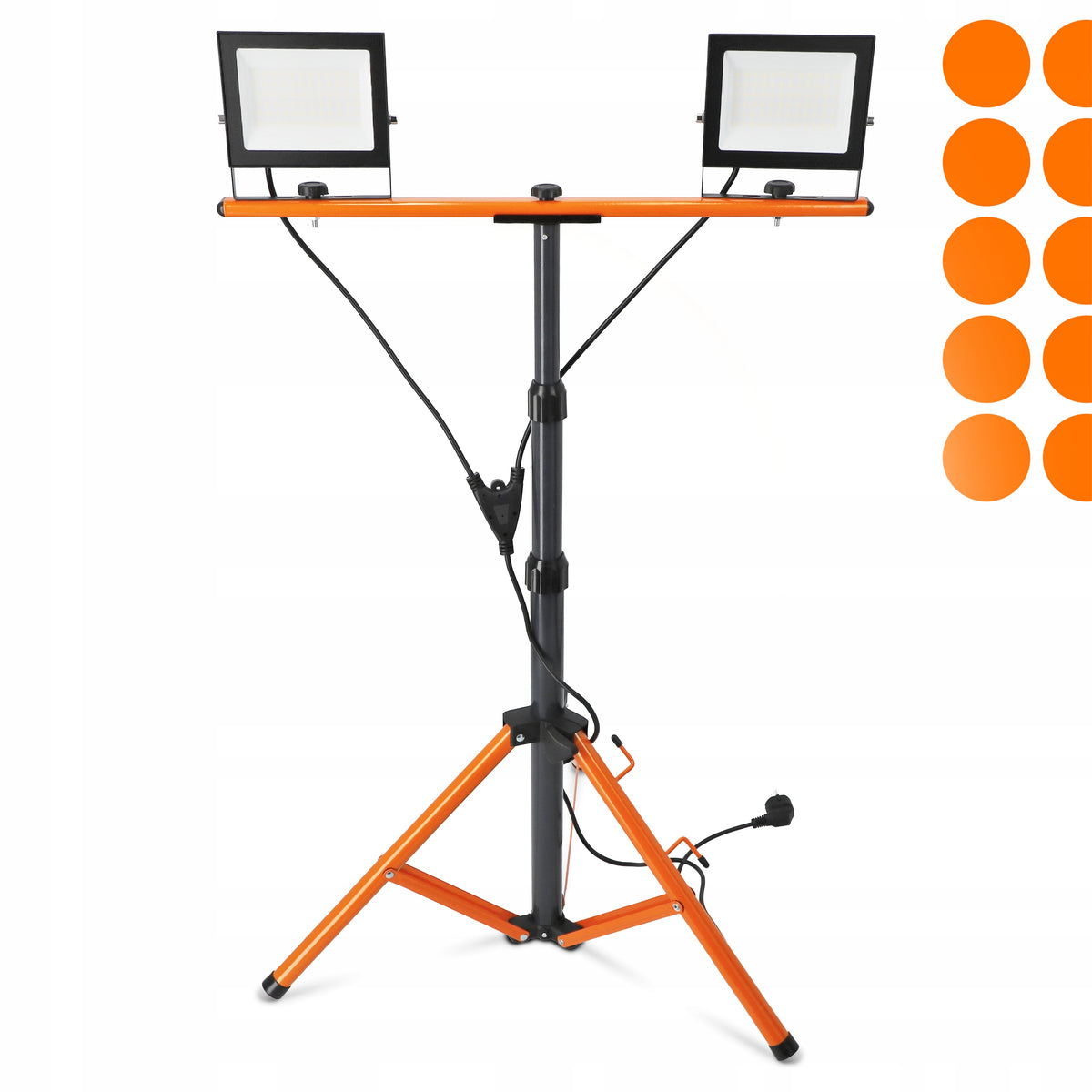 LED pracovní reflektor na stativu 2 × 50 W, 2 × 5500 lm, 4500 K, IP65, 14 × 11,5 cm