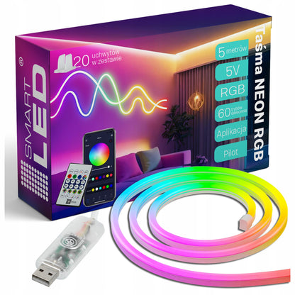 LED neonový pásek 5 V, 5 m, USB, IP65