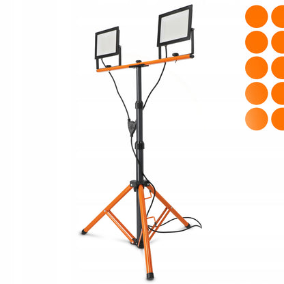 LED pracovní reflektor na stativu 2 × 100 W, 2 × 11 000 lm, 4500 K, IP65, 18 × 14 cm