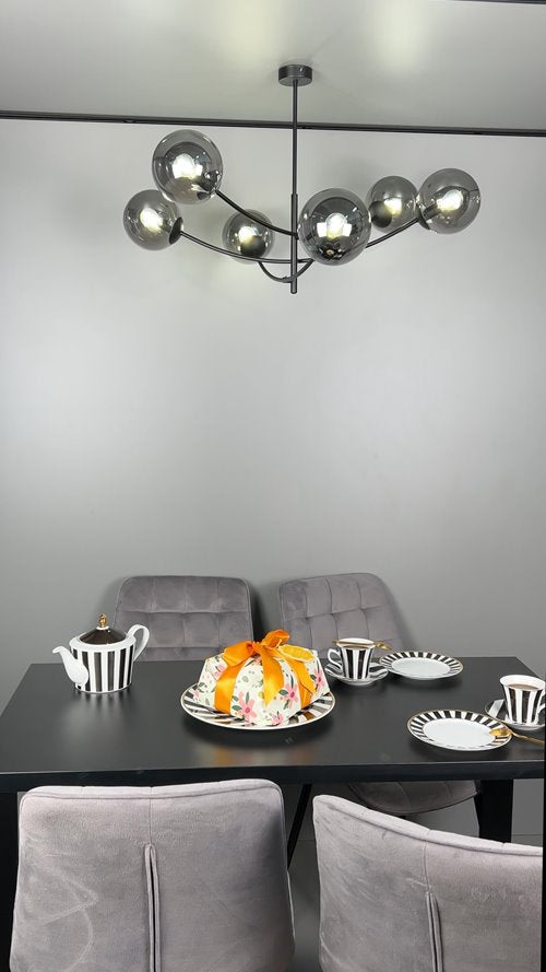 Stropní svítidlo HUNTER 6 – černé, grafitové sklo