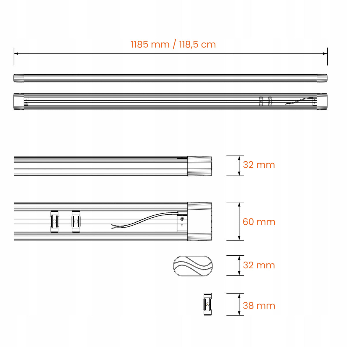 Průmyslové LED svítidlo 54 W, 120 cm