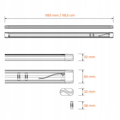 Průmyslové LED svítidlo 54 W, 120 cm