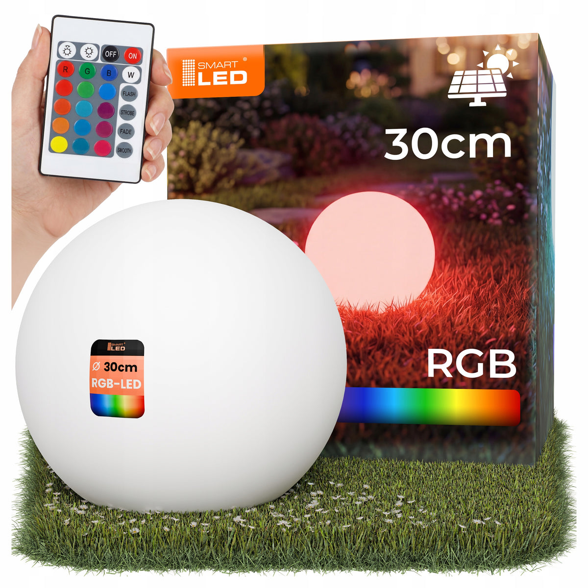 LED solární zápichové svítidlo 30 cm, IP65