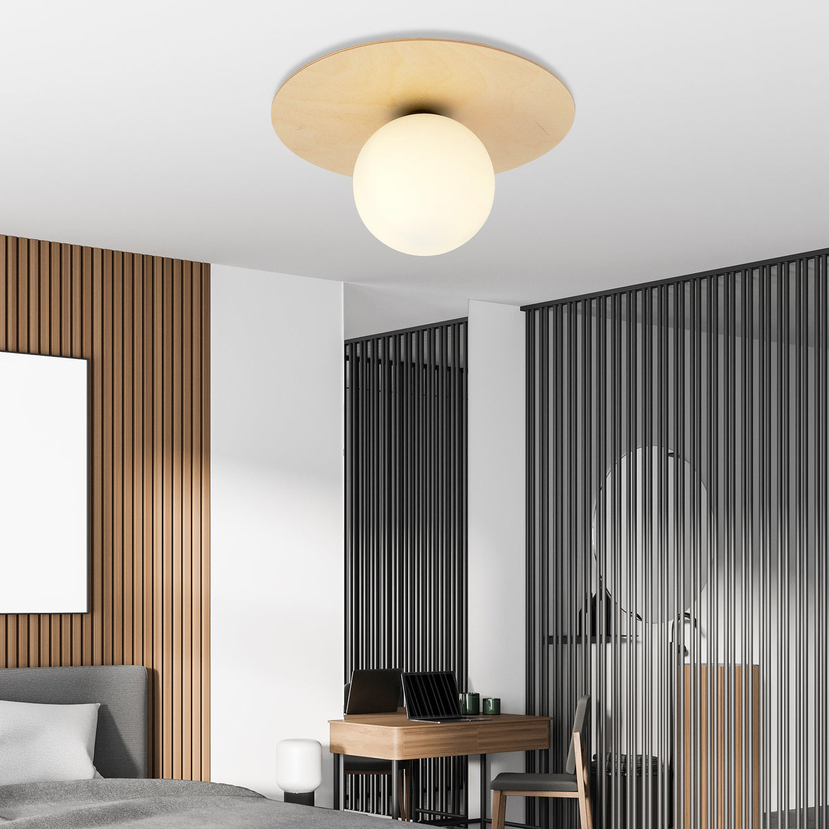 Stropní svítidlo KENZO 1B – hnědé, bílé sklo