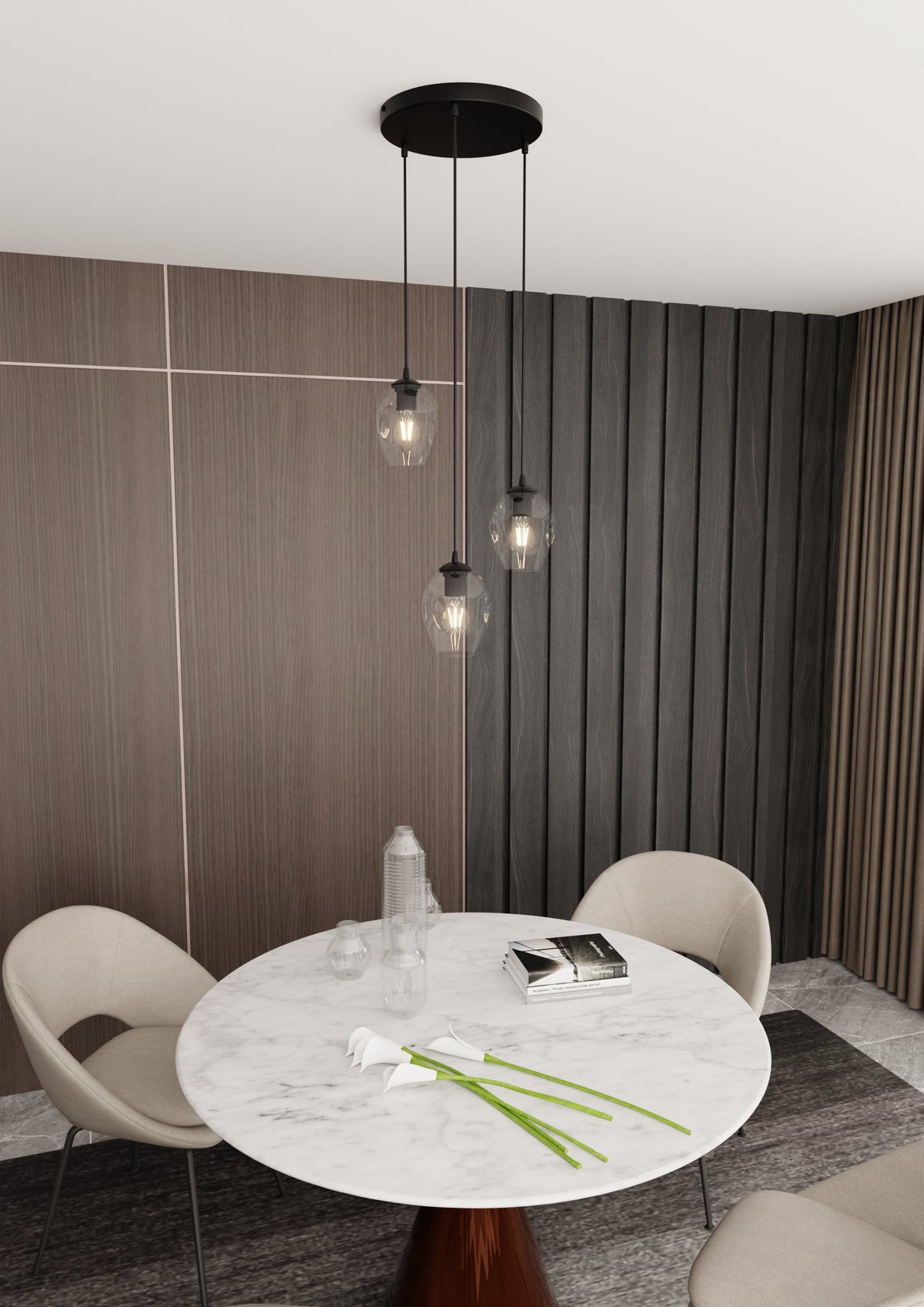 Závěsné svítidlo ISTAR 3 PREM – černé, čiré sklo