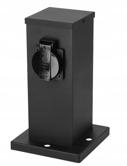 Černý zahradní napájecí sloupek 230 V, IP44