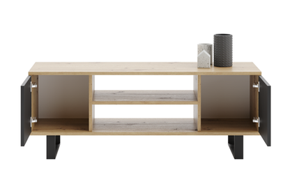 TV stolek FOCUS 135 cm – dub artisan / černá, loftový styl